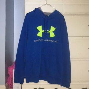 Blue and Neon Yellow Under Armour Hoodie